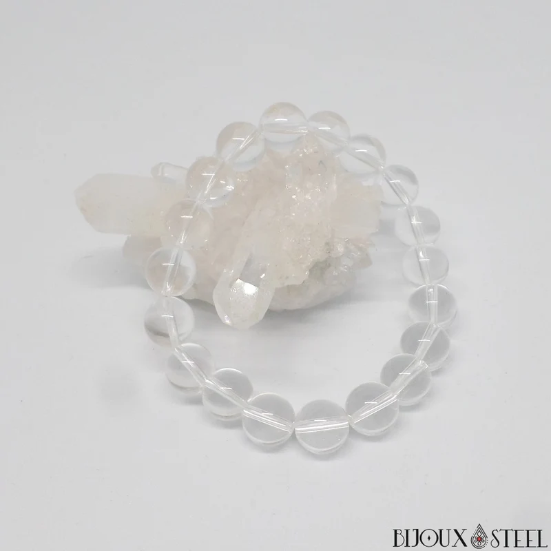 Bracelet en perles de cristal de roche 10mm