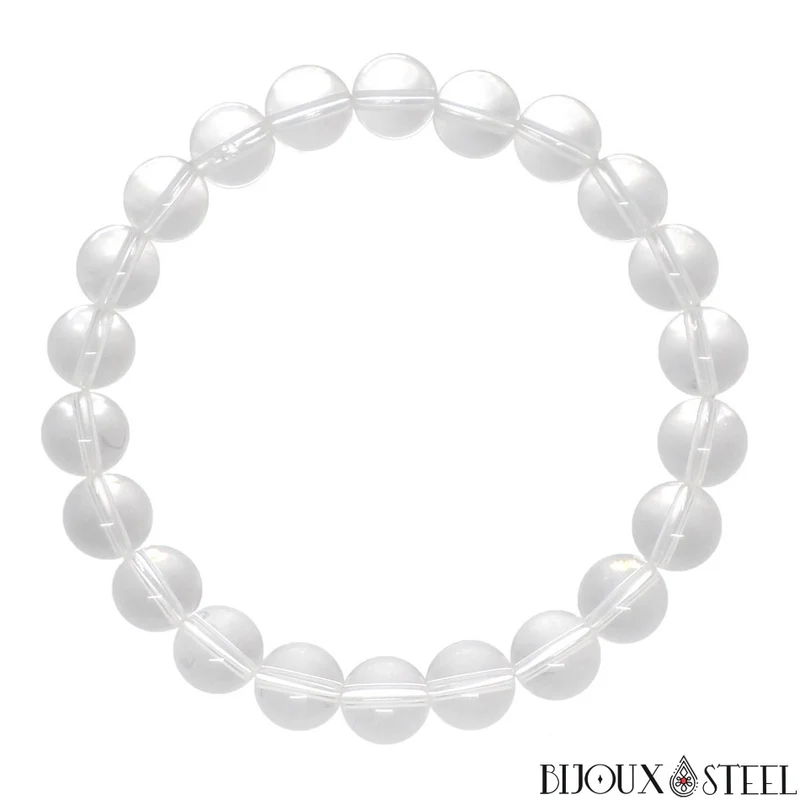 Bracelet en perles de cristal de roche 8mm