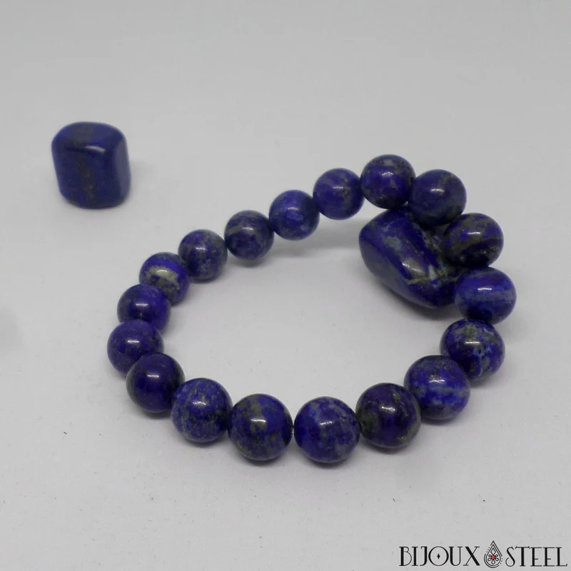 Bracelet en perles de lapis-lazuli 10mm