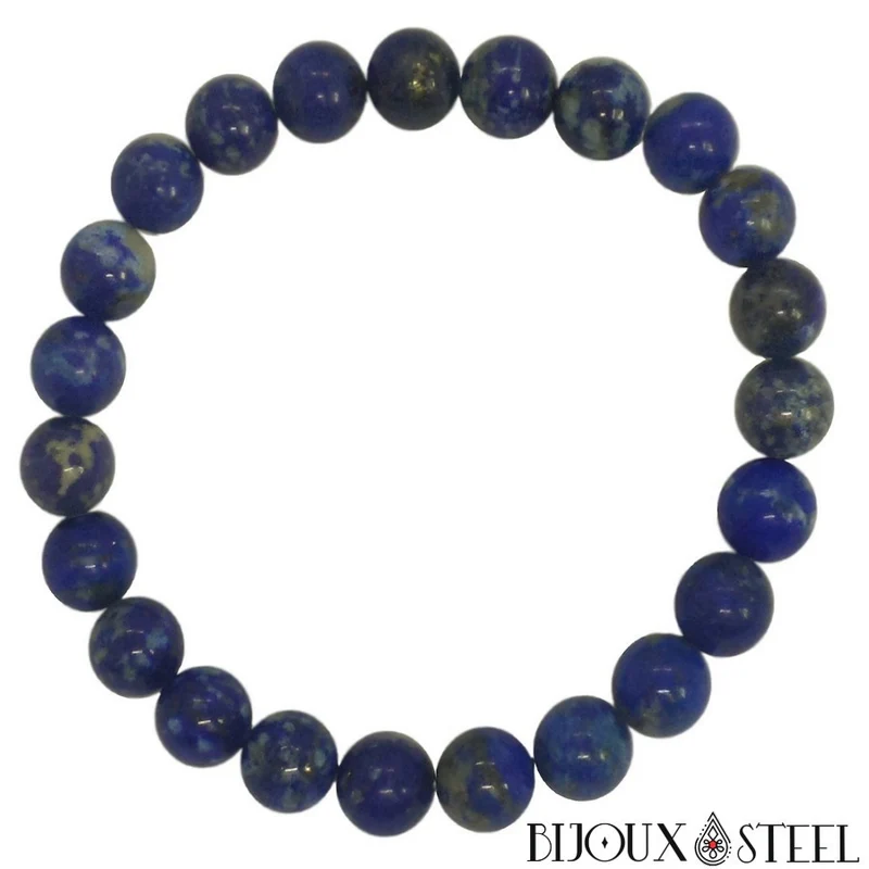 Bracelet en perles de lapis-lazuli 8mm