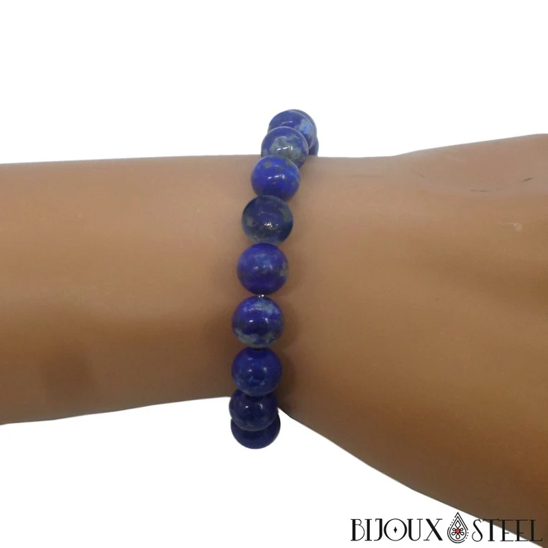 Bracelet en perles de lapis-lazuli 8mm