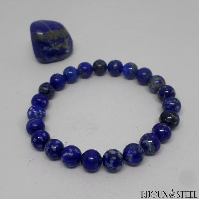 Bracelet en perles de lapis-lazuli 8mm
