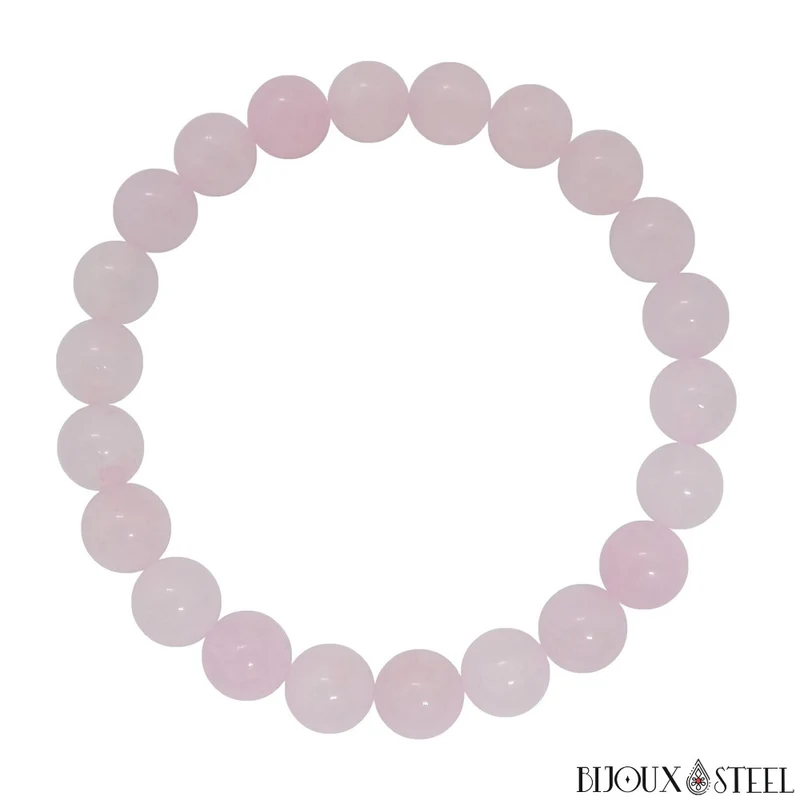 Bracelet en perles de quartz rose 8mm