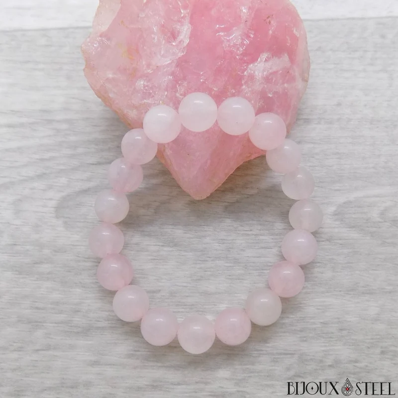 Bracelet en perles de quartz rose 8mm