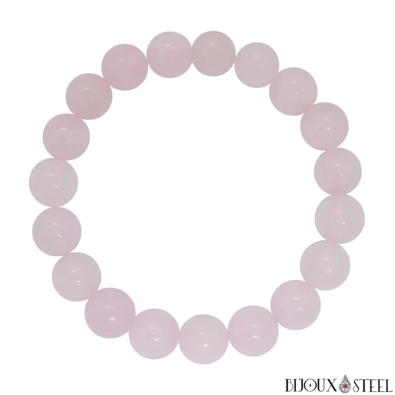 Bracelet en perles de quartz rose 10mm