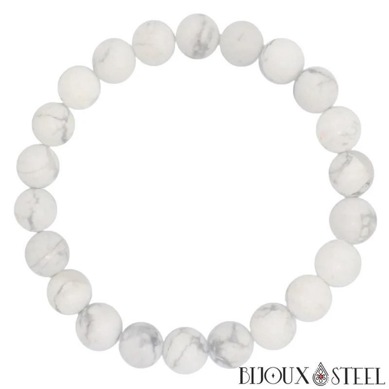 Bracelet en perles d'howlite 8mm