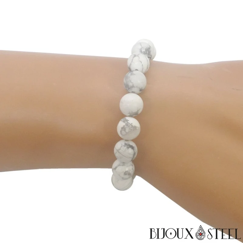 Bracelet en perles d'howlite 8mm
