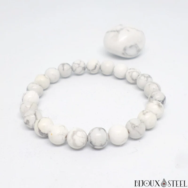 Bracelet en perles d'howlite 8mm