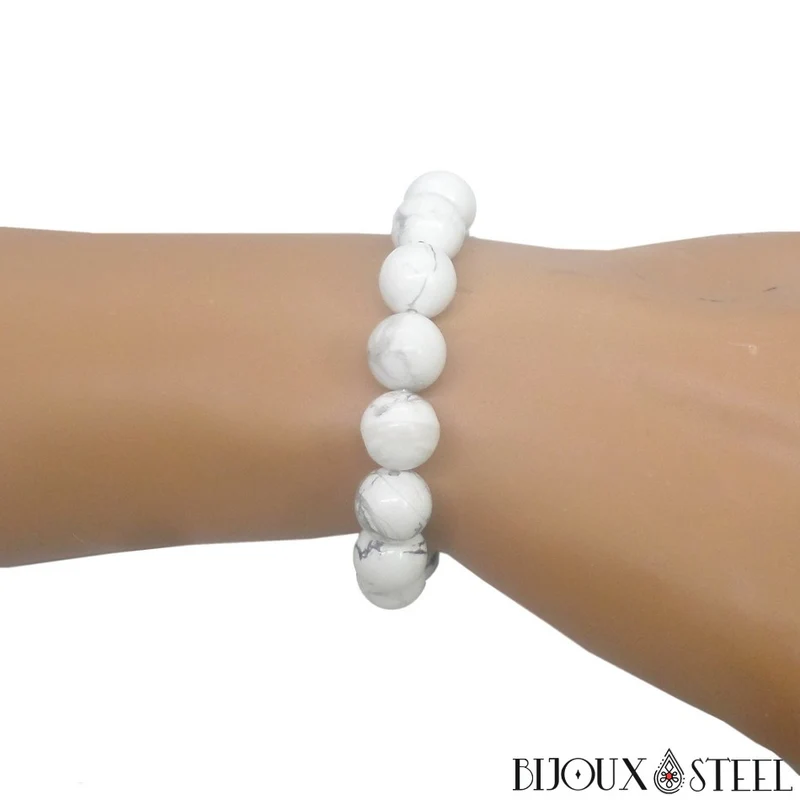 Bracelet en perles d'howlite 10mm