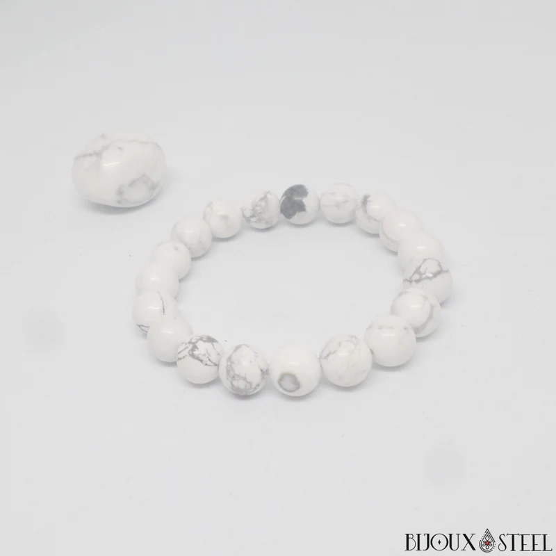 Bracelet en perles d'howlite 10mm