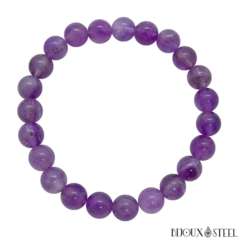 Bracelet en perles d'améthyste 8mm