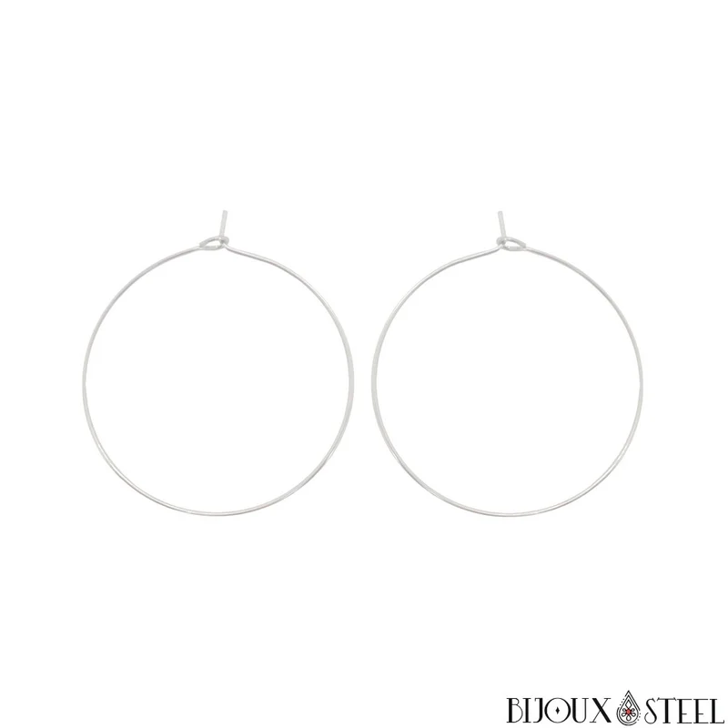 Boucles d'oreilles anneaux créoles en acier inoxydable