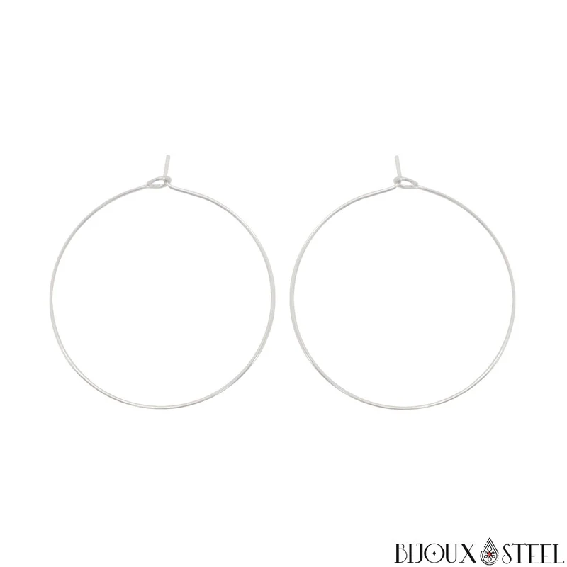 Boucles d'oreilles anneaux créoles en acier inoxydable