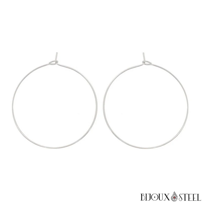 Boucles d'oreilles anneaux créoles en acier inoxydable