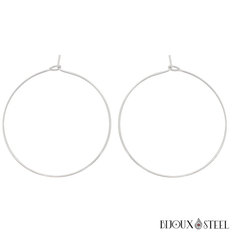 Boucles d'oreilles anneaux créoles en acier inoxydable