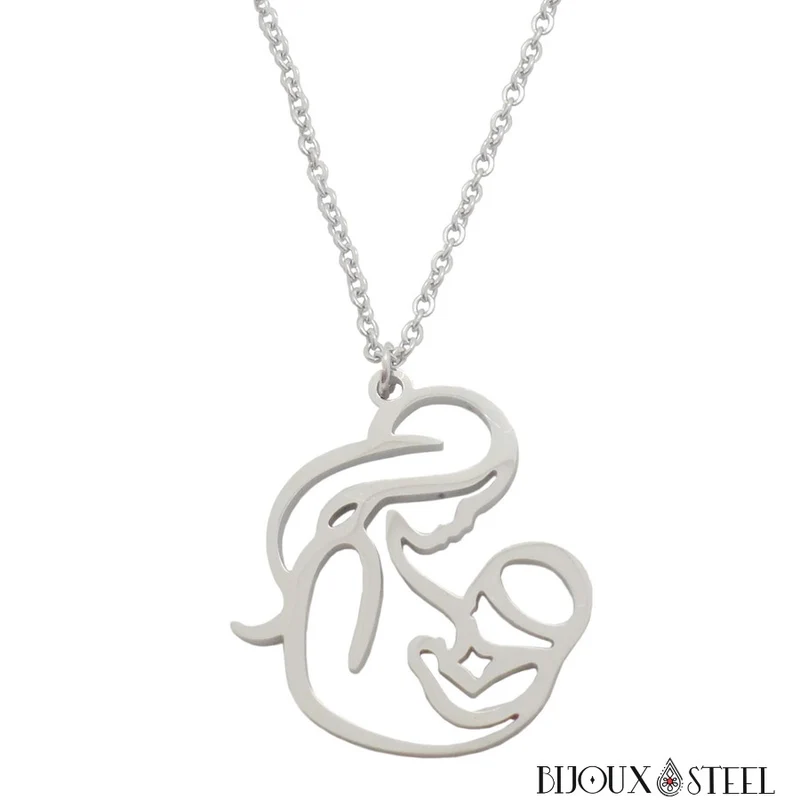 Collier à pendentif de naissance en acier inoxydable