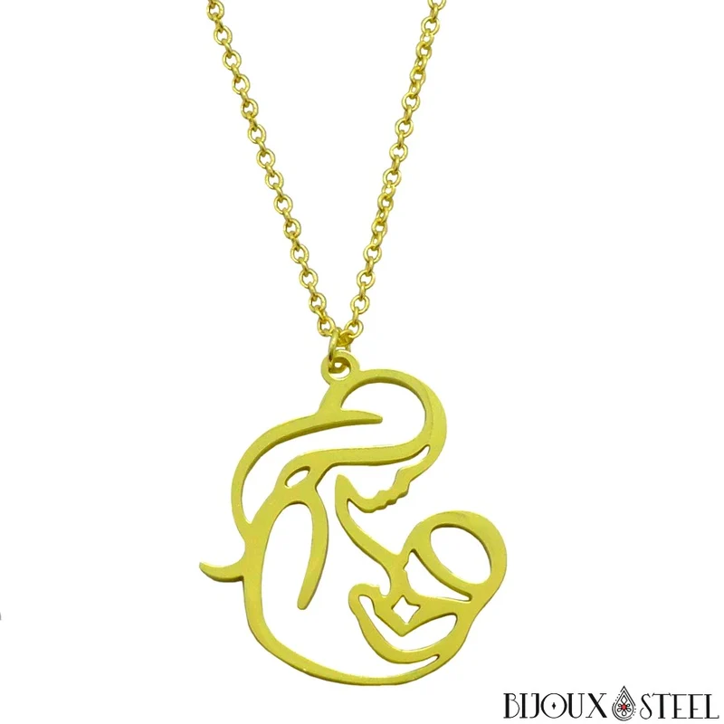 Collier à pendentif de naissance en acier inoxydable