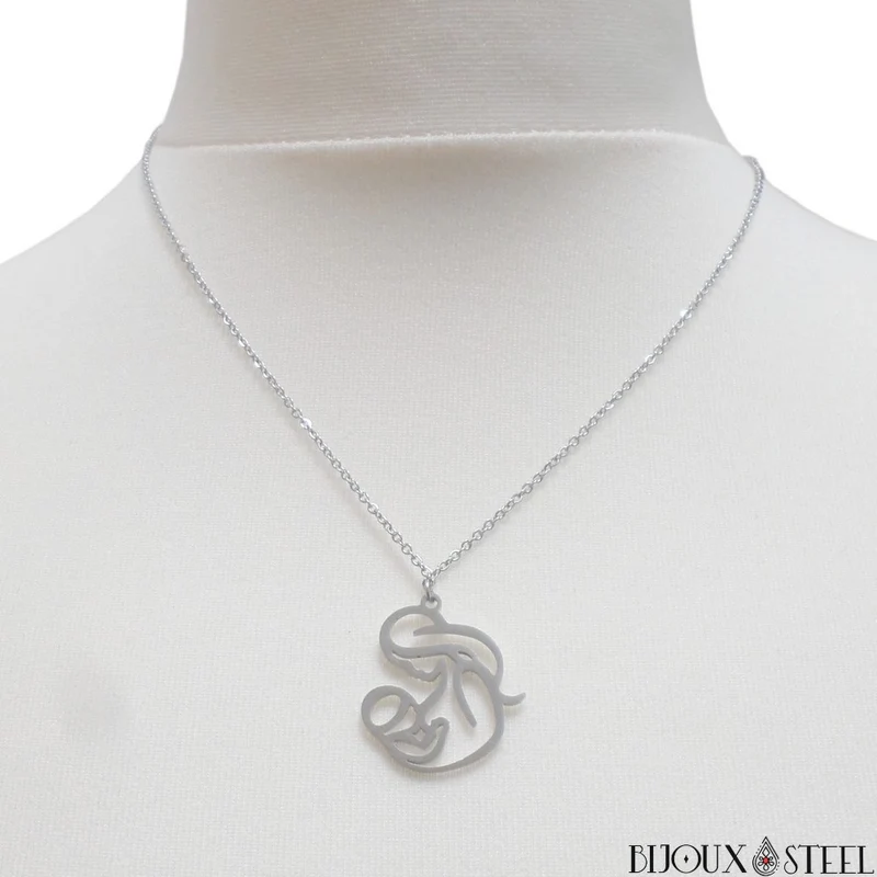 Collier à pendentif de naissance en acier inoxydable