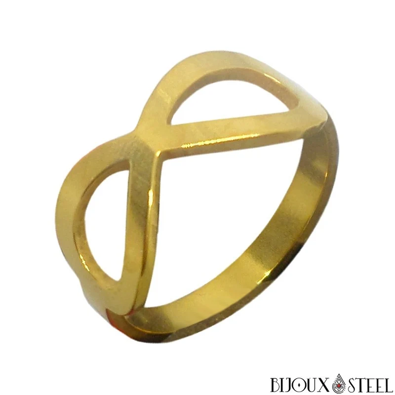 Bague infini dorée en acier chirurgical