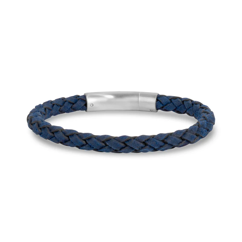 Bracelet en cuir bleu marine | 6MM