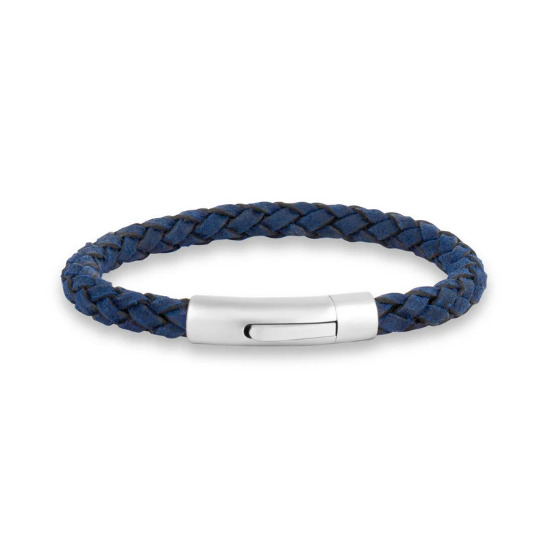 Bracelet en cuir bleu marine | 6MM