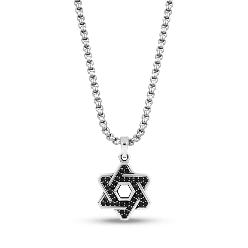 Pendentif étoile de David serti de pierres