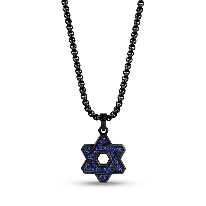 Pendentif étoile de David serti de pierres