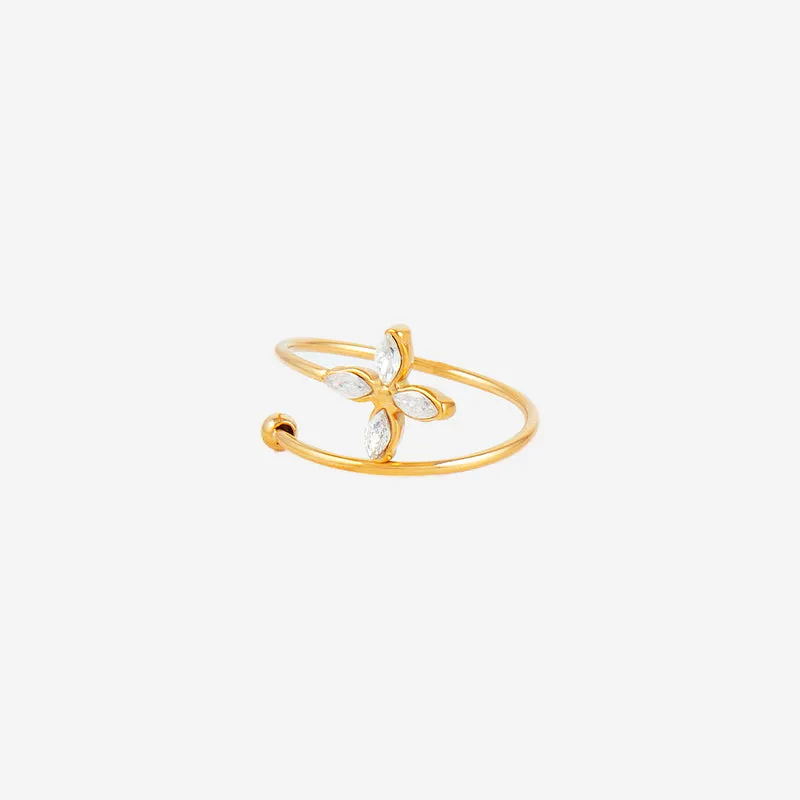 Bague fine trèfle en strass