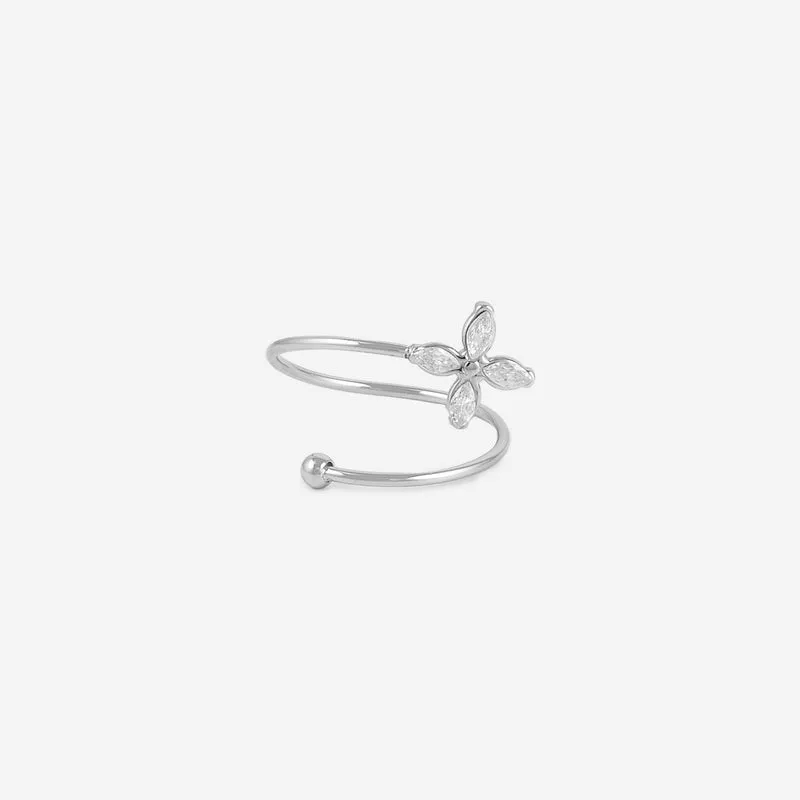 Bague fine trèfle en strass