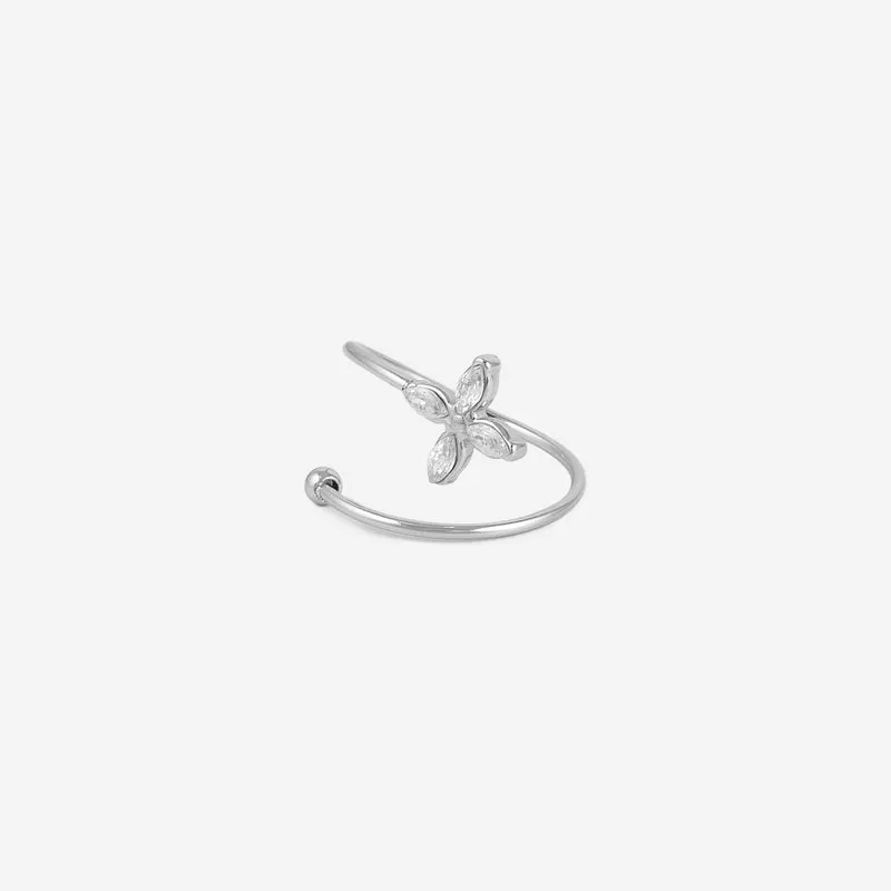 Bague fine trèfle en strass