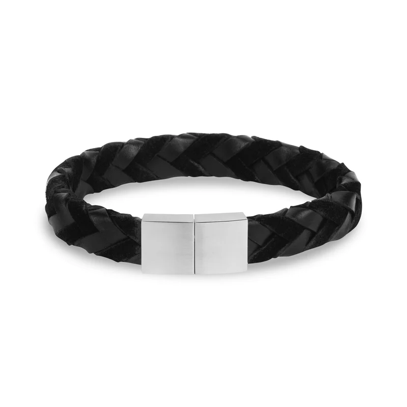 Bracelet en daim et cuir lisse