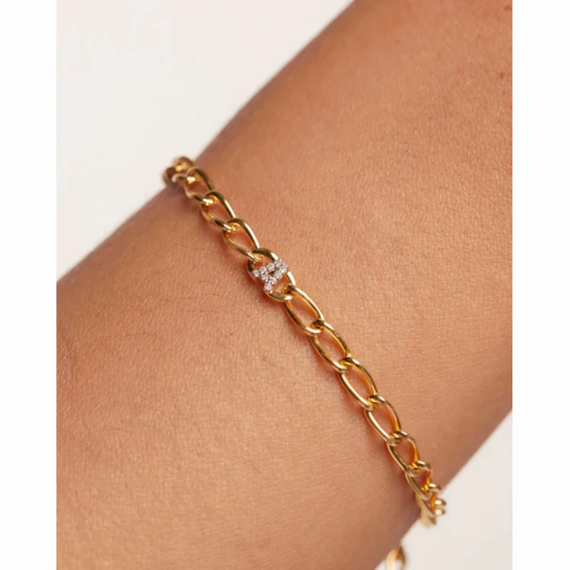 P D Paola Mini Letters Femmes Bracelet Plaqué or 18 carats PU01-541-U