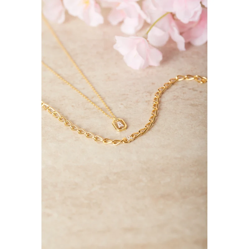 P D Paola Mini Letters Femmes Bracelet Plaqué or 18 carats PU01-541-U