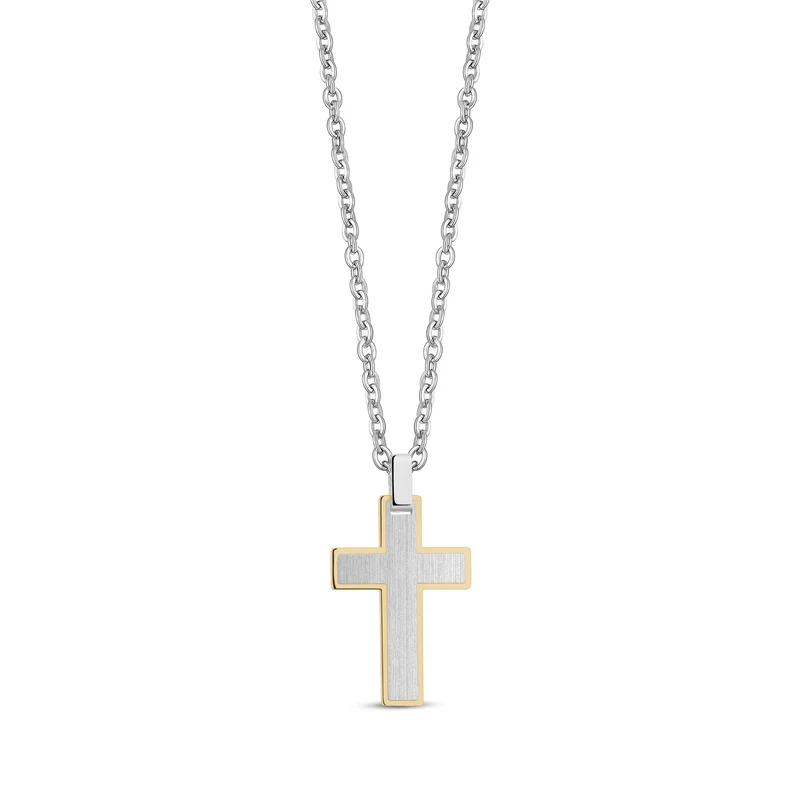 Pendentif croix bicolore