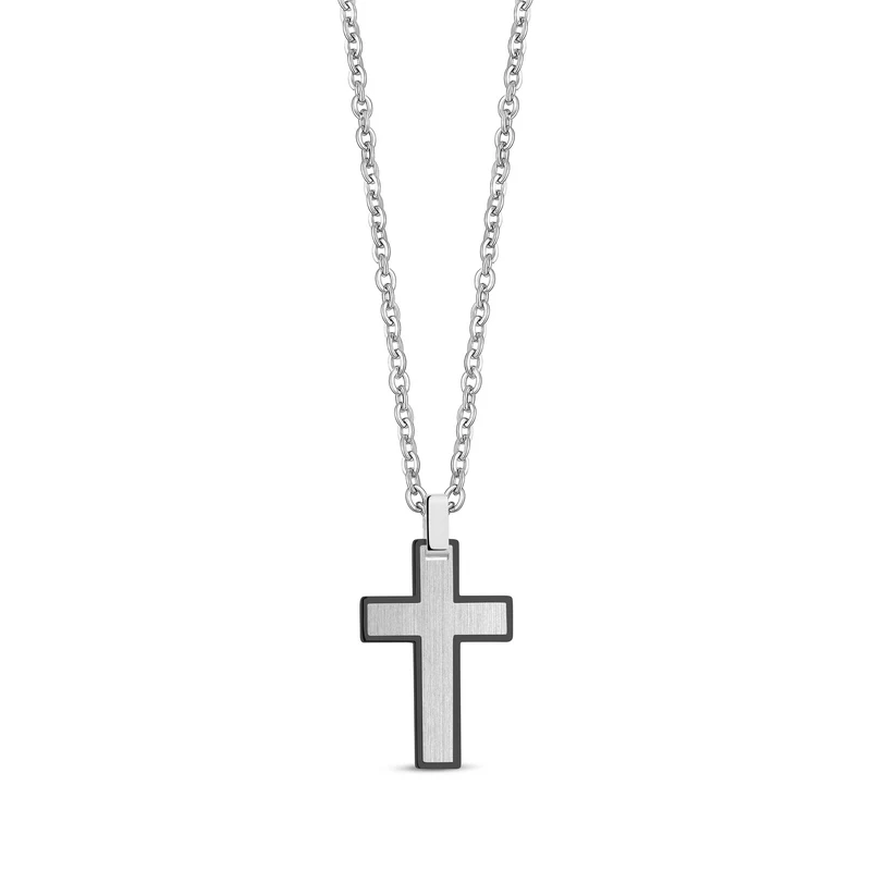 Pendentif croix bicolore