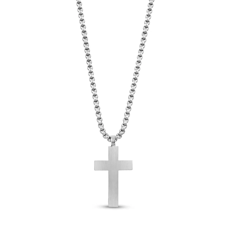 Pendentif croix en pierre noire mate