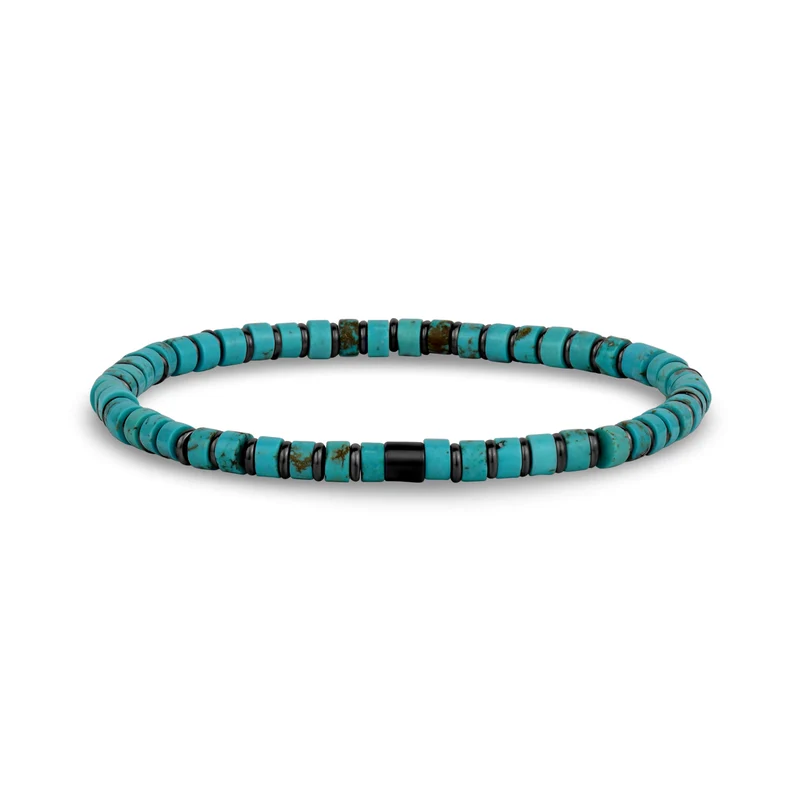 Bracelet de perles de turquoise et d'hématite