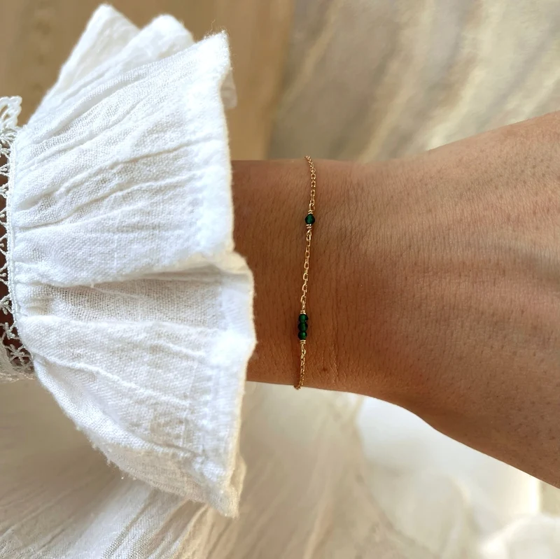 Bracelet "Antonin" vert plaqué or