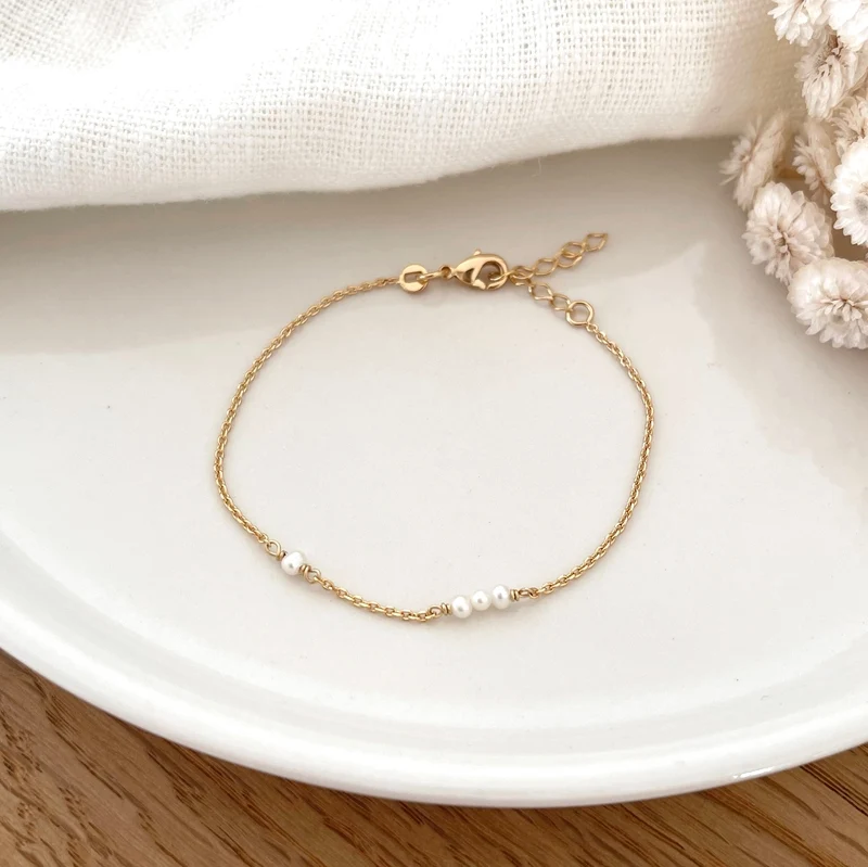 Bracelet "Antonin" perles plaqué or