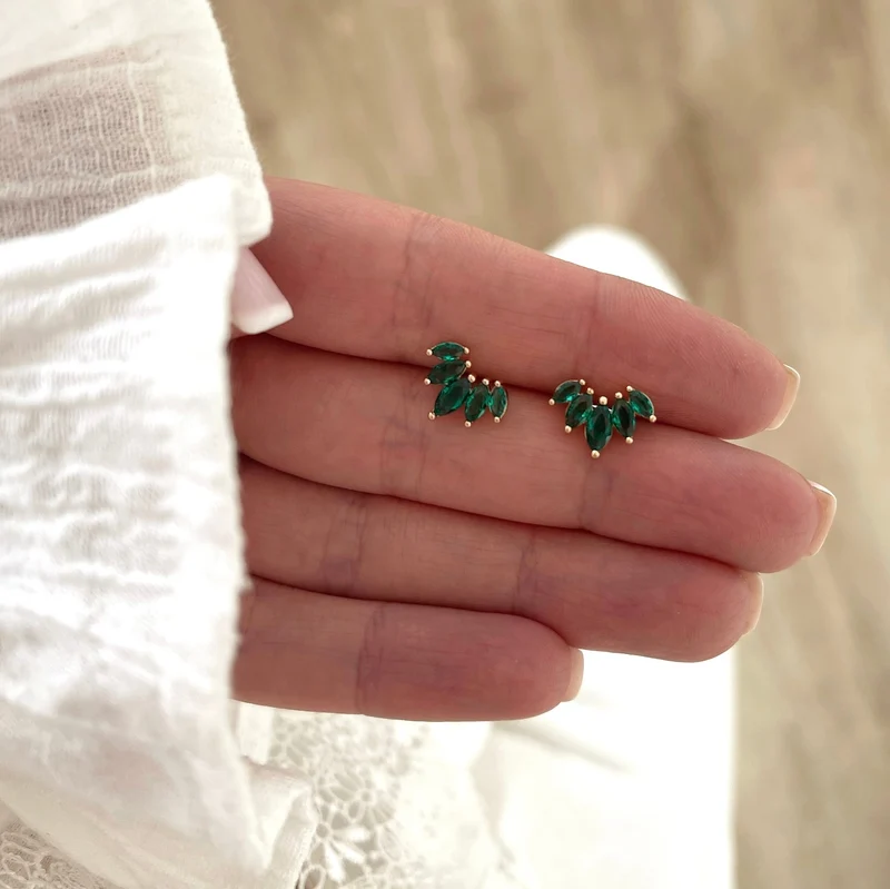 Boucles d'oreilles "Anissa" vert plaqué or