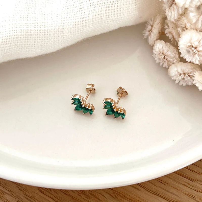 Boucles d'oreilles "Anissa" vert plaqué or