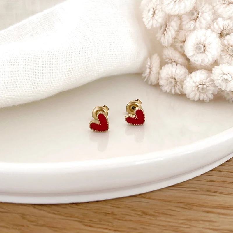 Boucles d'oreilles "Louka" rouge acier