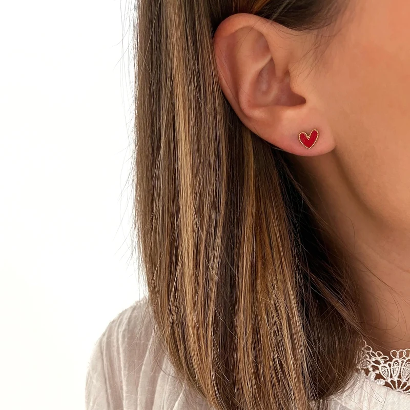 Boucles d'oreilles "Louka" rouge acier