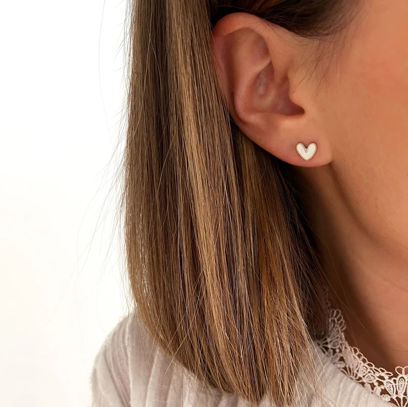 Boucles d'oreilles "Louka" blanc acier