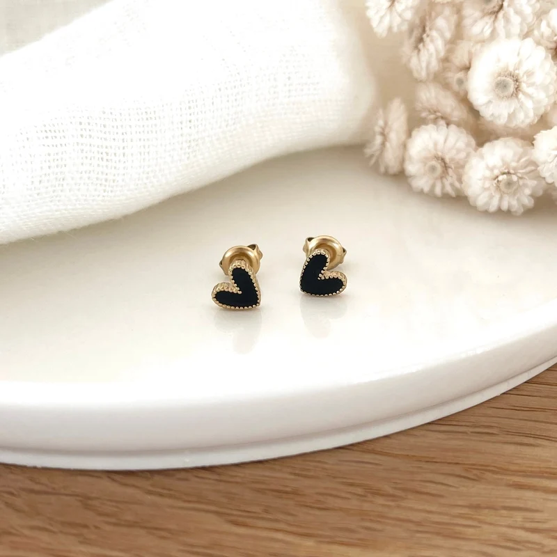 Boucles d'oreilles "Louka" noir acier