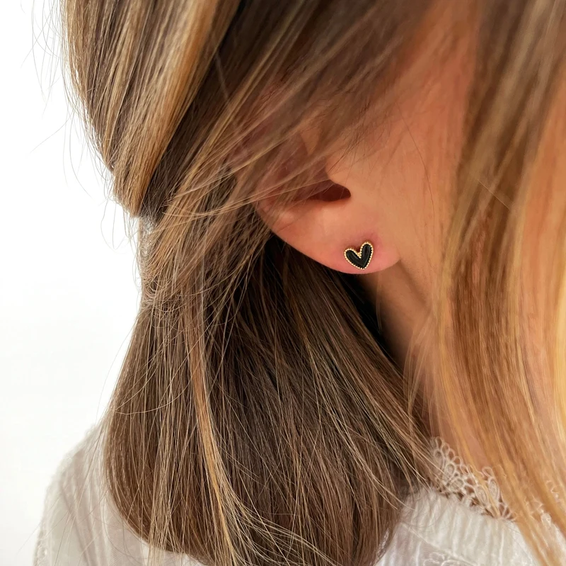 Boucles d'oreilles "Louka" noir acier