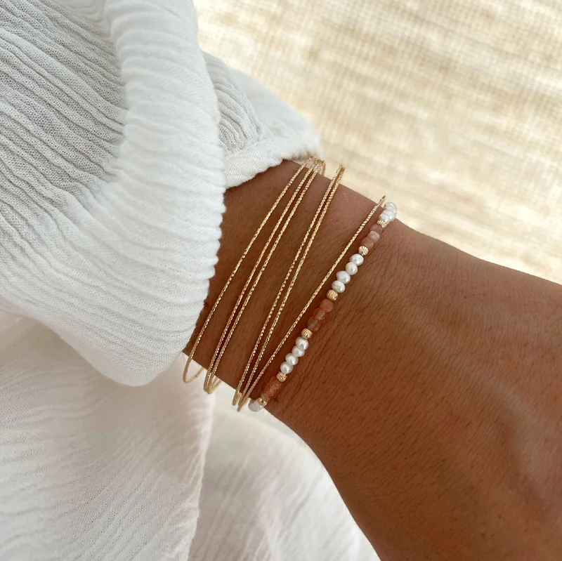 Bracelet "Rosalba" pierre de soleil plaqué or