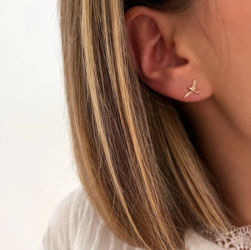Boucles d'oreilles "Birdy" plaqué or