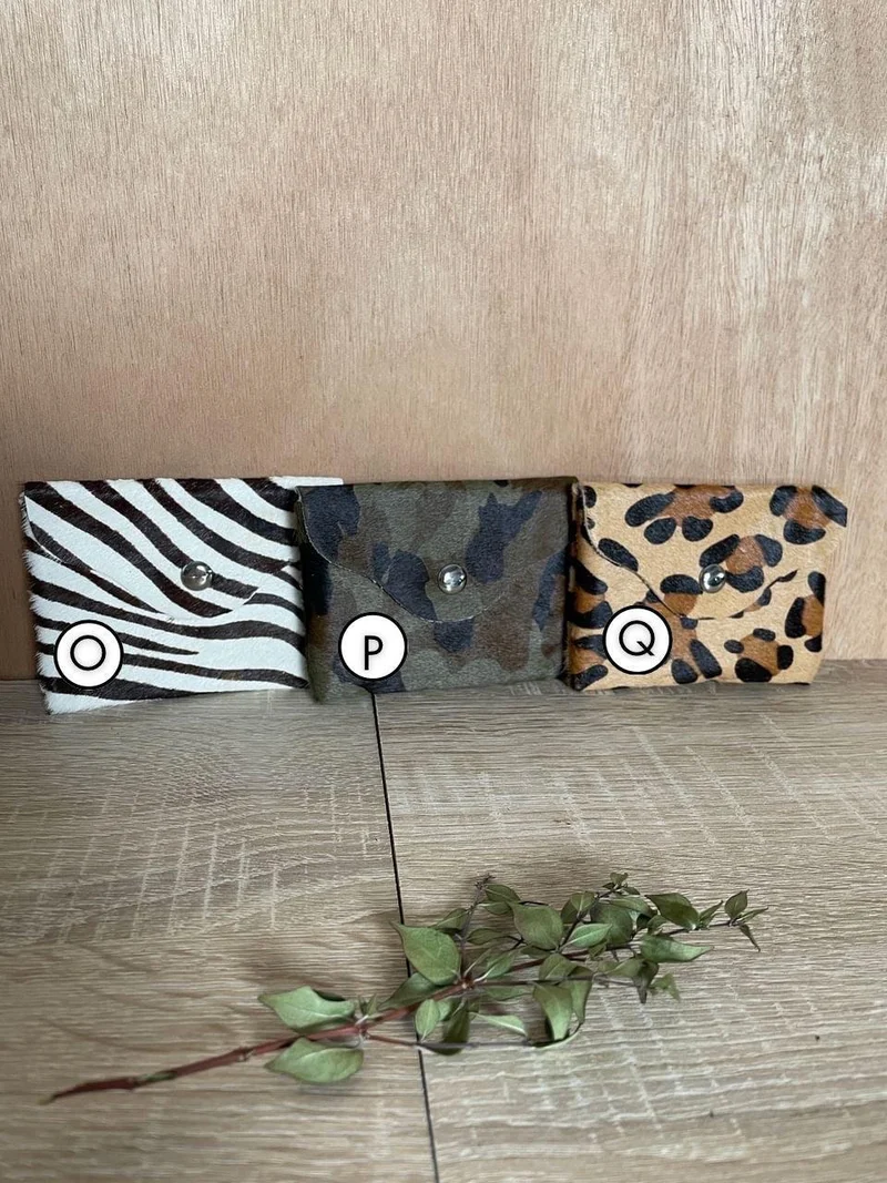 Porte-monnaie pochette en cuir à motifs tigre