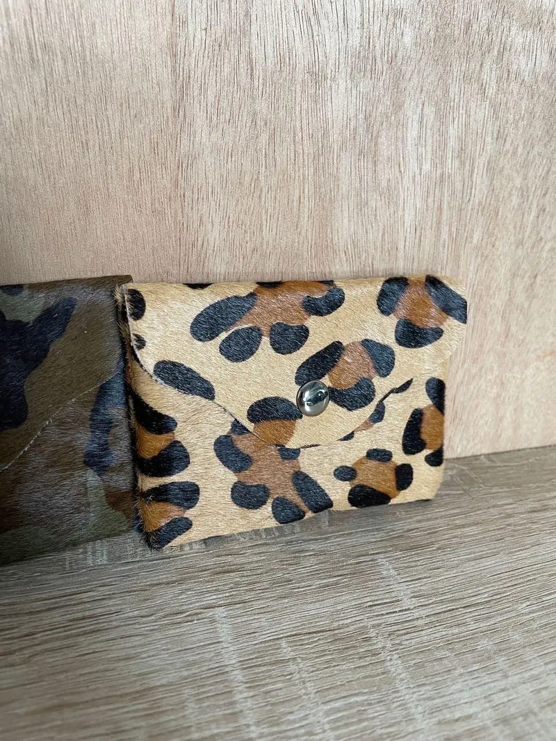 Porte-monnaie pochette en cuir à motifs tigre